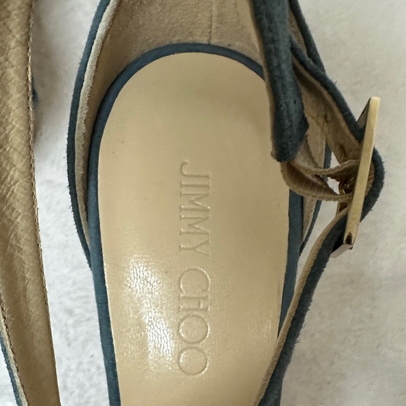 Jimmy Choo Blue and White Wedge Sandals - Picture 12 of 17